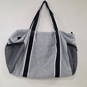 Victoria's Secret Gray Tote with Black Trim and Mesh Pockets